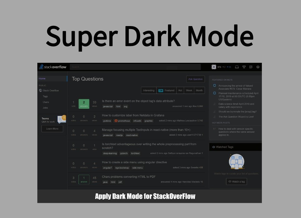 Super Dark Mode插件，Chrome浏览器黑暗模式