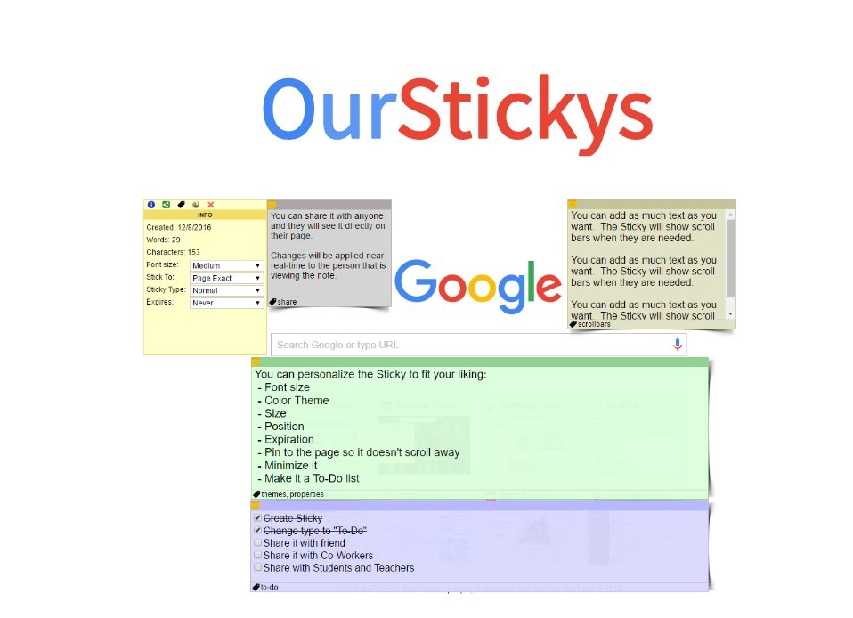 OurStickys插件，Chrome浏览器特色网页便签纸