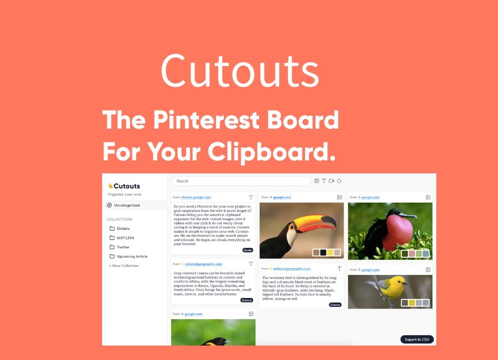 Cutouts插件，网页内容收集管理工具