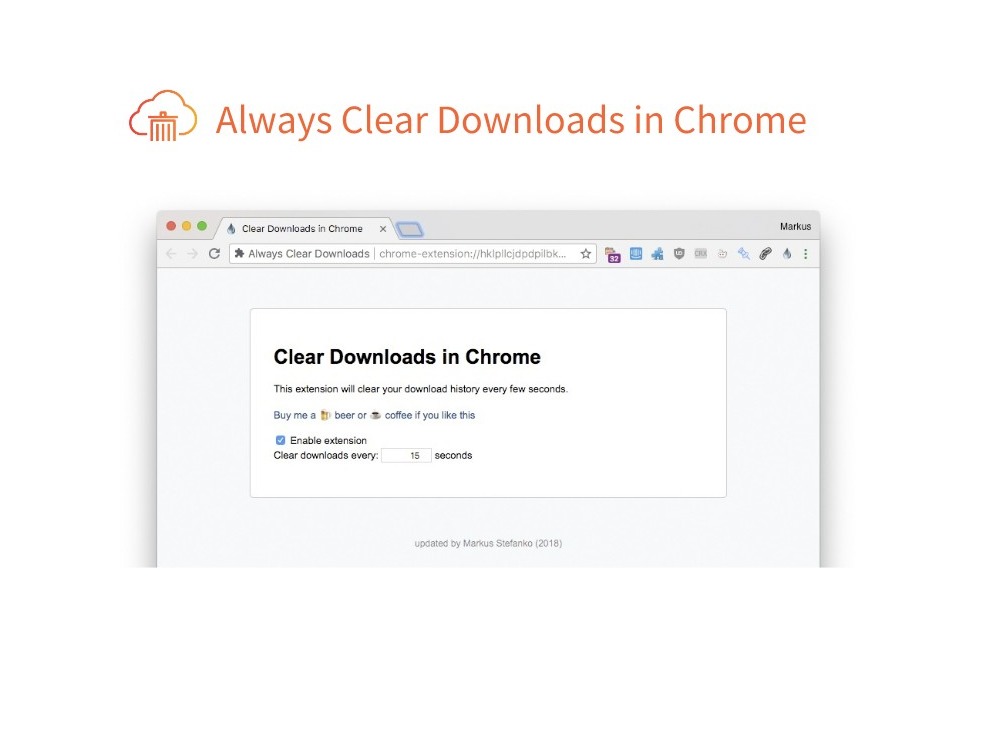 Always Clear Downloads in Chrome插件，定期删除浏览器下载记录
