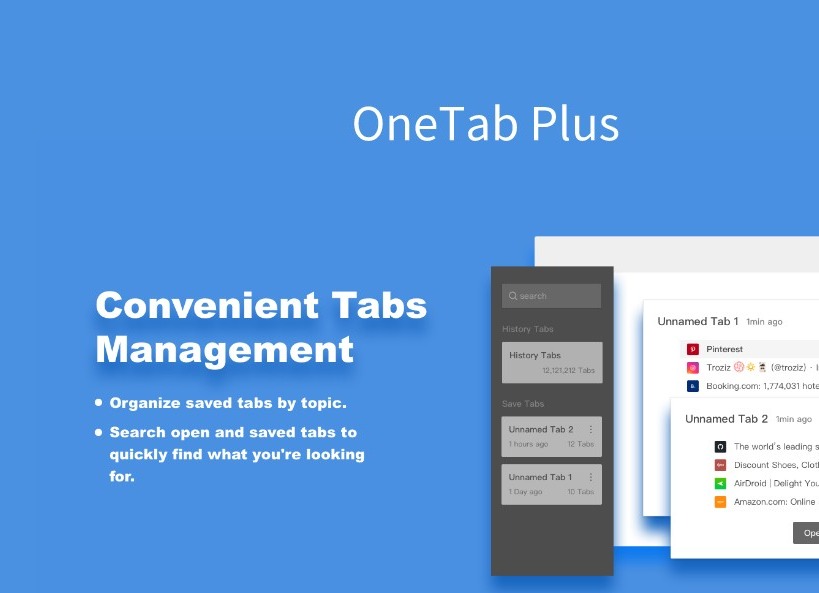 OneTab Plus插件，免费标签管理工具