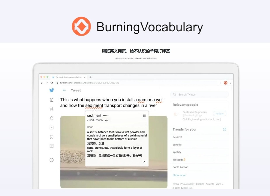 Burning Vocabulary插件，网页生词标注与学习工具