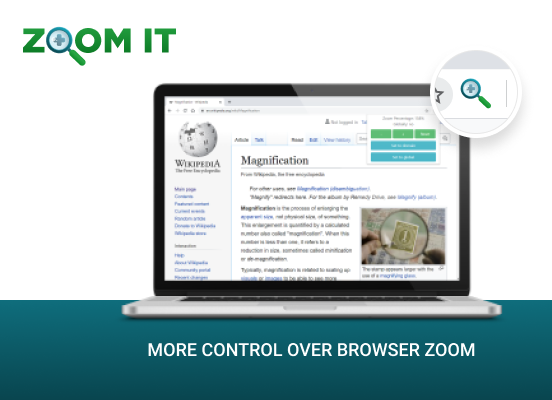 Zoom it插件，Chrome浏览器网页缩放工具