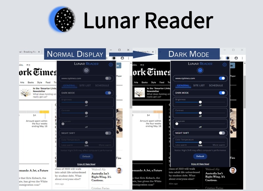 Lunar Reader插件，支持自定义亮度的夜间模式工具