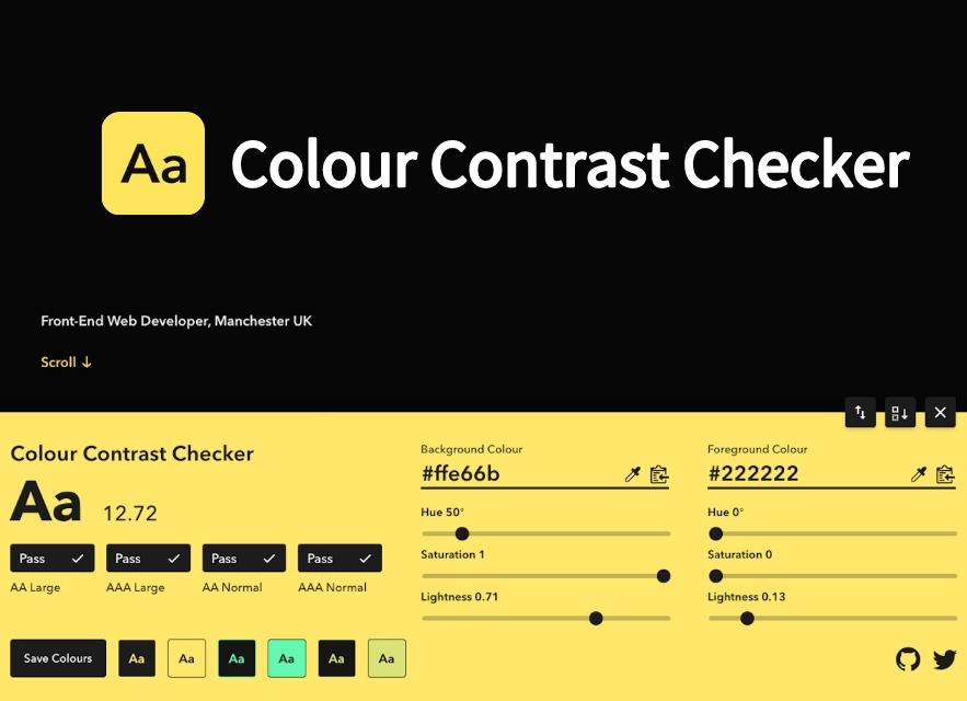 Colour Contrast Checker插件，网页色彩对比检查器