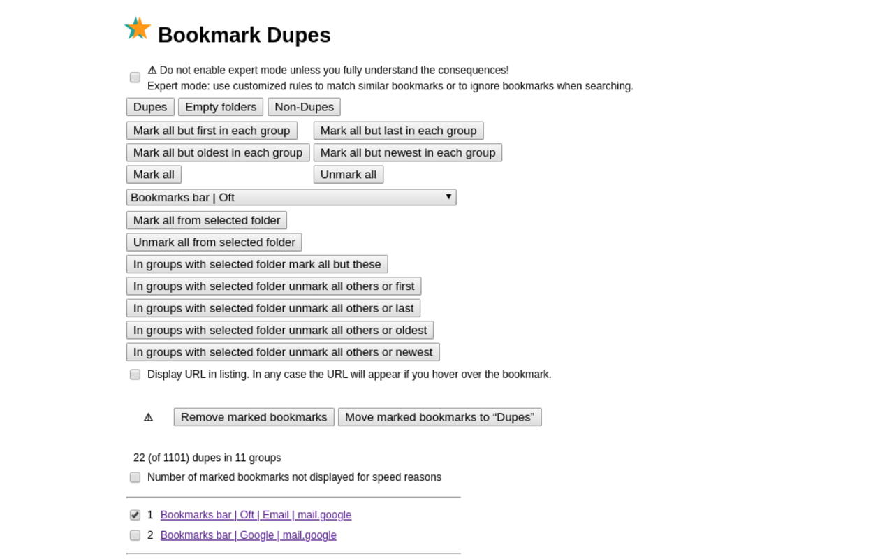 Bookmark Dupes 插件使用教程