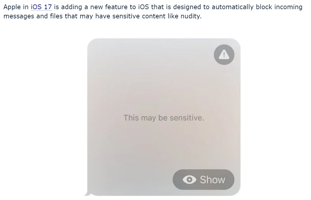 iOS 17 可自动屏蔽陌生裸照 / 裸露视频，网友：那我要怎么看片？